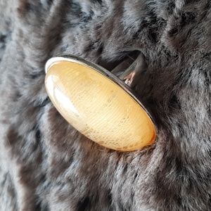 INC Large lace-inset enamel cocktail ring